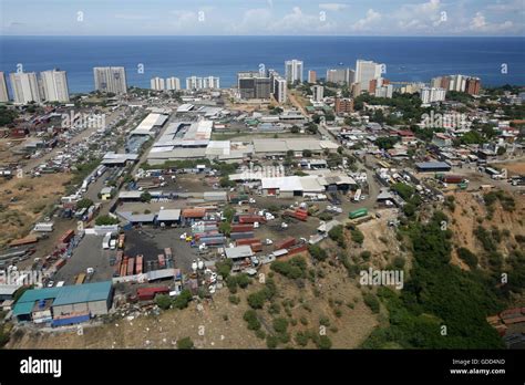 the cityscape at the Caracas Airport at the coast of Caracas in the ...