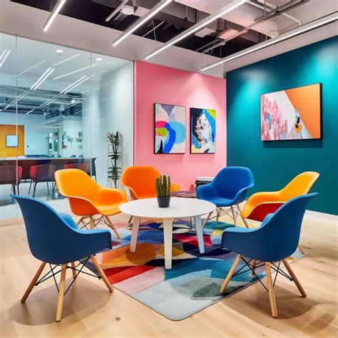 Premium Photo | Creative Office Space Vibrant Colors and Unique Artwork