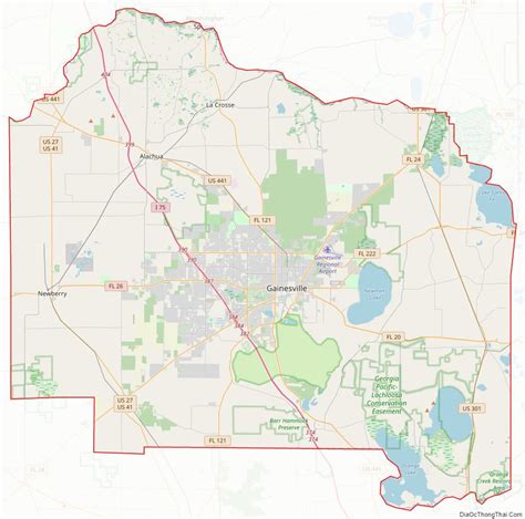 Map of Alachua County, Florida - Thong Thai Real