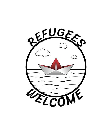 Refugees Welcome Protest Paper Boat Refugee Gift Digital Art by ...