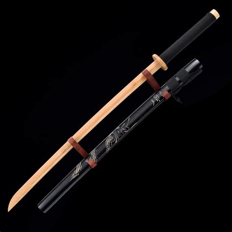 Handmade Natural Bamboo Wooden Unsharpened Katana Sword With Dragon ...