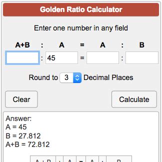 Golden Ratio Calculator