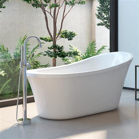 OVE Decors Ruby 65 in. Acrylic Freestanding Flatbottom Bathtub in White ...