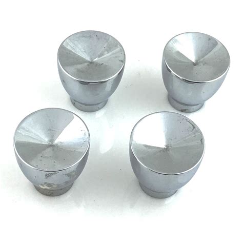 Historic Houseparts, Inc. > Vintage Set of 4 Mid-Century Modern Chrome Cabinet Knobs