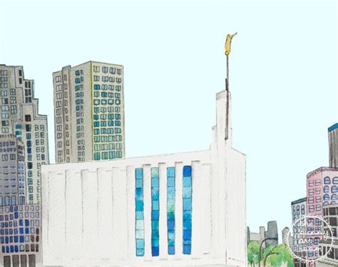 Items similar to Manhattan LDS temple print, cityscape 8x10, or 11x14. on Etsy