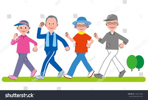 Senior Group Walking Stock Illustration 145416538 - Shutterstock