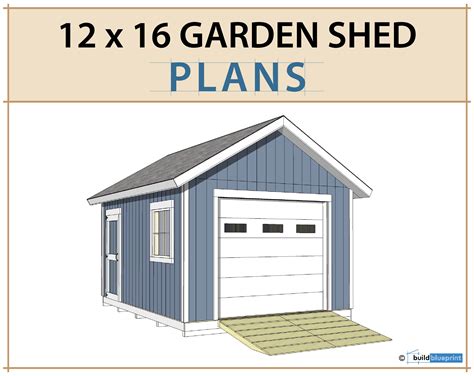 12x16 Shed W/ Garage Door DIY Plans Large Shed Roll up Door | Etsy Canada