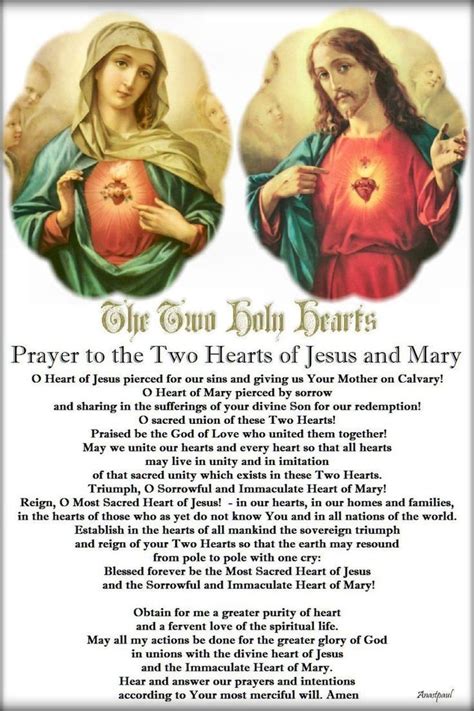 Sacred Heart and Immaculate Heart Prayer | Catholic prayers, Prayers to mary, Catholic prayers daily