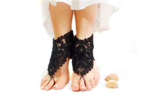 Black Lace Gothic Barefoot Sandals, Armor Barefoot, Gothic Steampunk ...