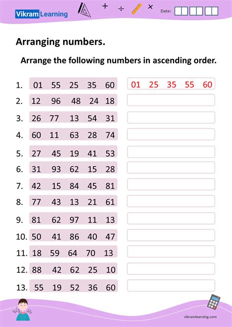 Download arranging numbers in ascending order, and descending order worksheets for free ...