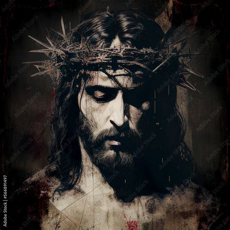 Painting Of Jesus With A Crown Of Thorns Background,, 45% OFF