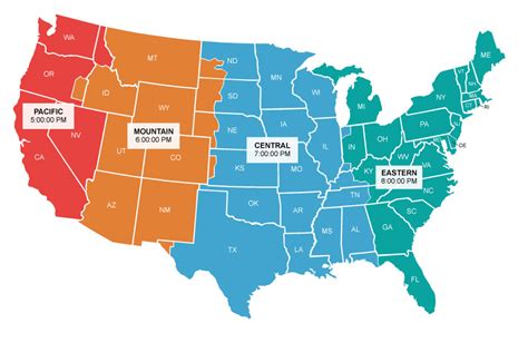 Printable Time Zone Map Usa