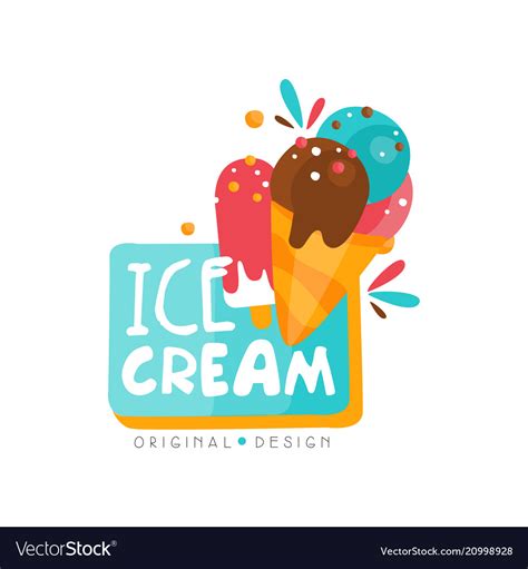 Ice cream shop logo design template label for bar Vector Image