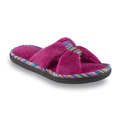 Isotoner Women's Circa X Slide Purple/Multicolor Scuff Slipper