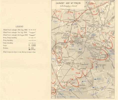 Operation Goodwood Battle Plan July 1944. Caen Normandy Overlord 1962 old map