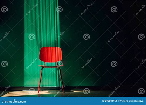 Room Furniture Design Chair Floor Interior Wall Green Red Minimal Modern Stock Illustration ...