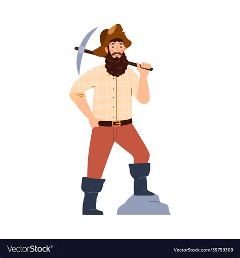 Old gold digger cartoon character with pickaxe Vector Image