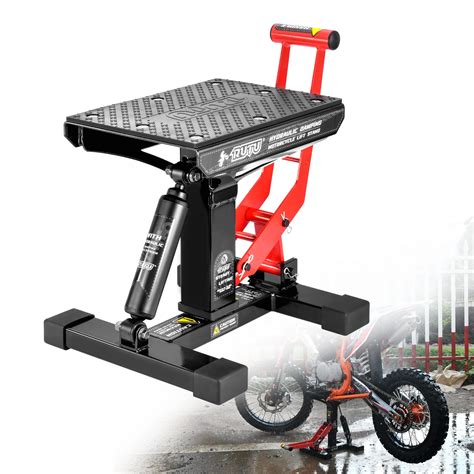 Buy RUTU Hydraulic Motorcycle Lift Stand – Heavy-Duty Steel Maintenance Hoist Jack for Dirt Bike ...