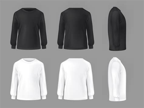 Front Back Black Long Sleeve Shirt Template