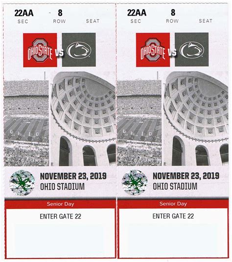 Two (2) Ohio State OSU vs Penn State PSU Football Public Tickets 22AA Row 8 | eBay