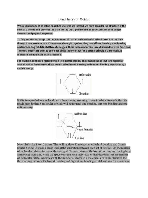 Band Theory of Metals | PDF | Molecular Orbital | Molecules