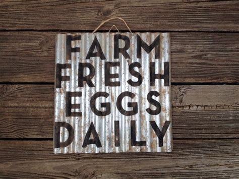 Rustic Corrugated Galvanized Metal Sign Farm Fresh Eggs Daily