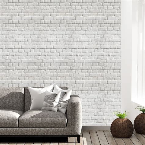 Brick Wall Decal White Gray Faux Brick Wall Removable - Etsy