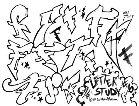 Graffiti Letter F Coloring Pages