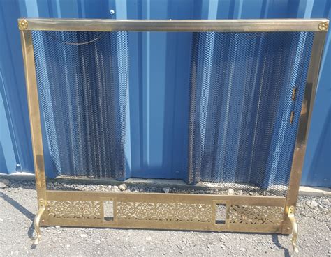 Vintage Brass Fireplace Screen with Drawstring pull $115.95. SOLD | Brass fireplace screen ...