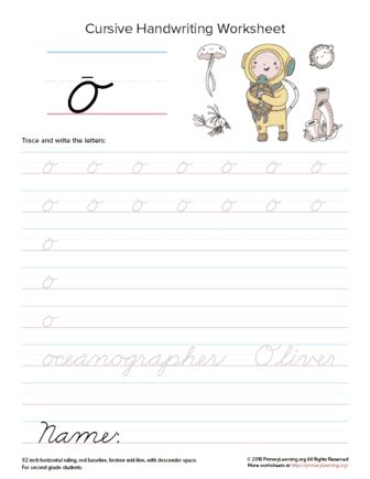 Lowercase Cursive O Worksheet | PrimaryLearning.Org