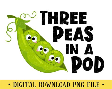 Three Peas in a Pod, PNG File, Cute Peas, Triplets, Friends, Transparent File, Sublimation ...