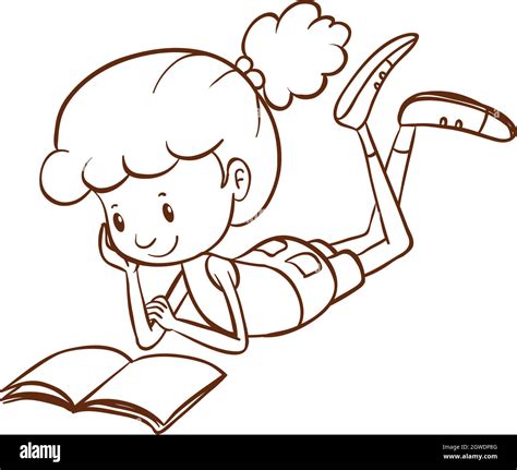 A simple sketch of a girl reading Stock Vector Image & Art - Alamy