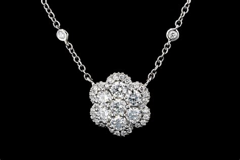 Diamond Flower Pendant, White Gold Necklace - Nathan Alan Jewelers