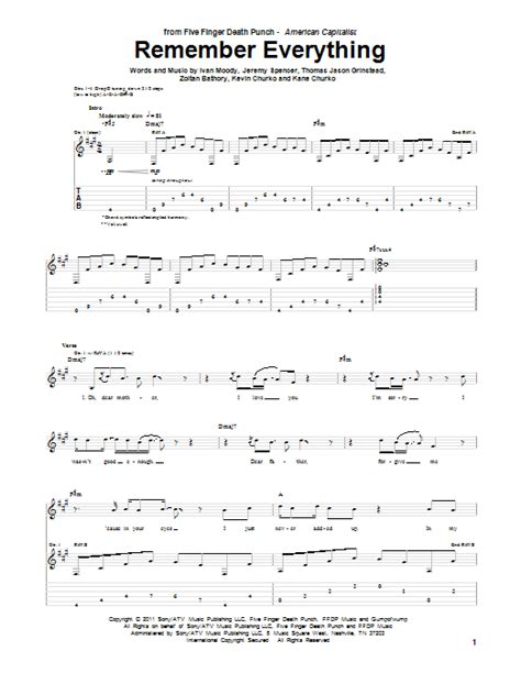 Remember Everything Guitar Tab by Five Finger Death Punch (Guitar Tab ...