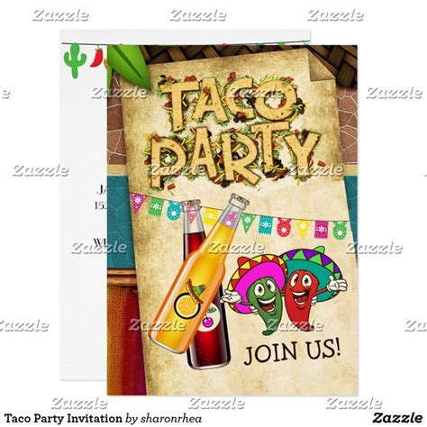 Taco Party Invitation | Zazzle.com | Party invitations, Invitations ...