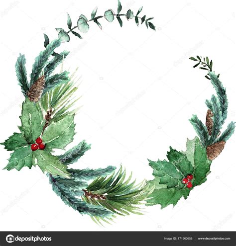 Watercolor Scandinavian Christmas Wreath Stock Photo by ©Zelenkova ...