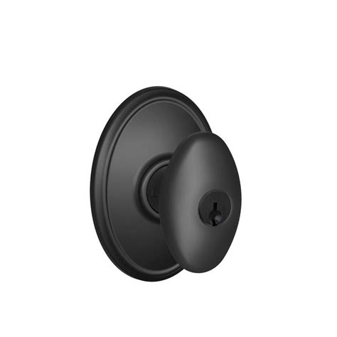 Schlage Siena Matte Black Keyed Entry Door Knob with Wakefield Trim-F51A SIE 622 WKF - The Home ...