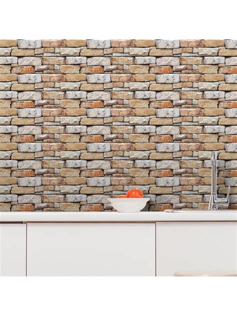 7pcs Brick Pattern Kitchen Sticker, Modern PVC Waterproof Wall ...