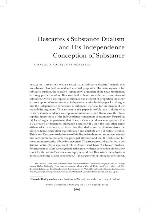 (PDF) Descartes's Substance Dualism and His Independence Conception of Substance