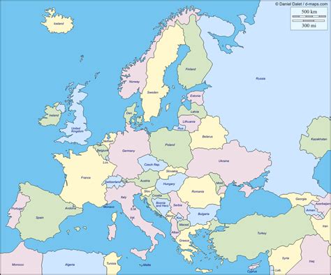 Información e imágenes con Mapas de Europa Fisico, Político y para Colorear