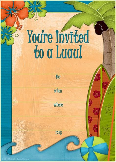 Template Free Editable Printable Luau Invitations Invitations : Resume Examples