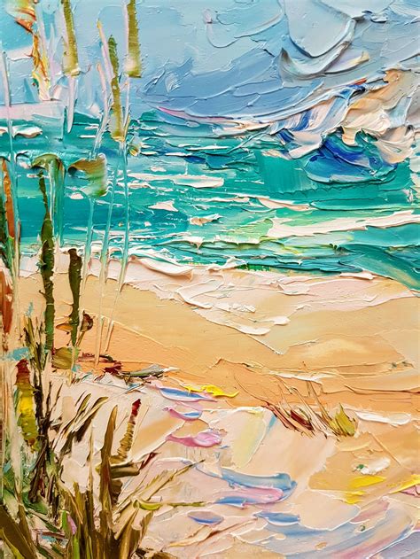 Sandy beach painting Sunny day 3d wall art Original impasto | Etsy