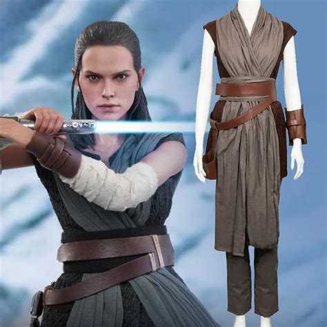 Star Wars 8 The Last Jedi Rey Costume Rey Cosplay Full Set Halloween Cosplay Costume Adult Women ...