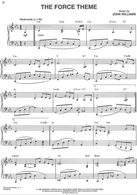 John Williams The Force Theme Sheet Music Downloads