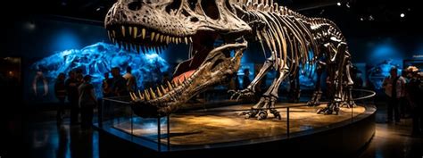 Premium AI Image | A museum of dinosaur skeletons with a large ...