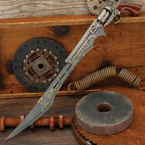 Otherworld Steampunk Gun Blade Sword With Nylon Shoulder Sheath - Free Shipping!