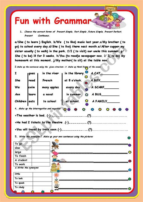 Fun with grammar - ESL worksheet by myemma