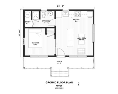 16' X 24' Aspen Cabin Architectural Plans Small 385SF Budget House Blueprints - Etsy | Cabin ...