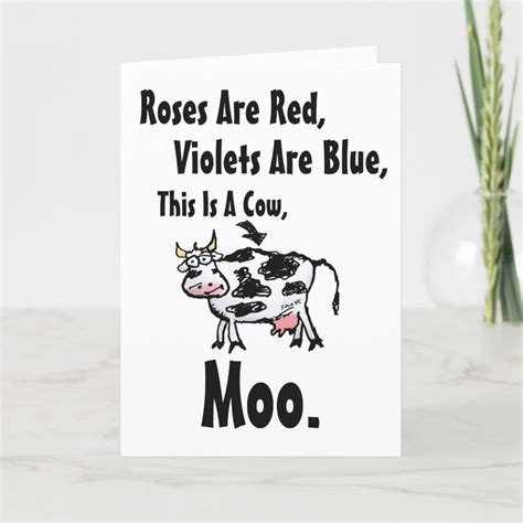 Funny Cow Poem Birthday Card | Zazzle | Funny birthday cards, Birthday ...