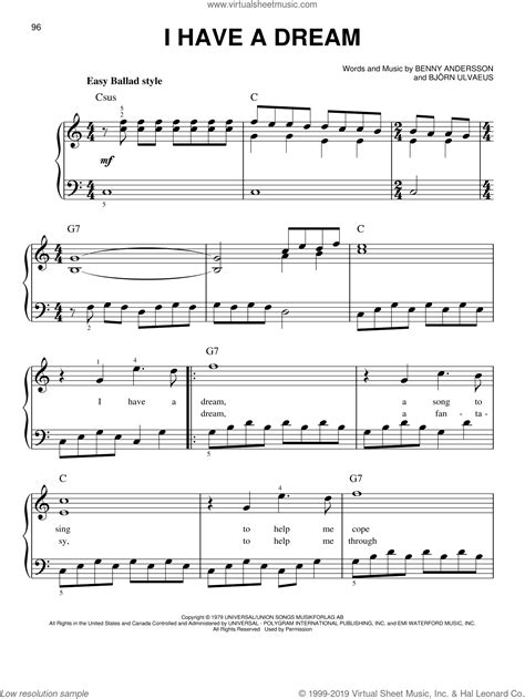 ABBA - I Have A Dream, (easy) sheet music for piano solo (PDF) | Piano sheet music, Popular ...